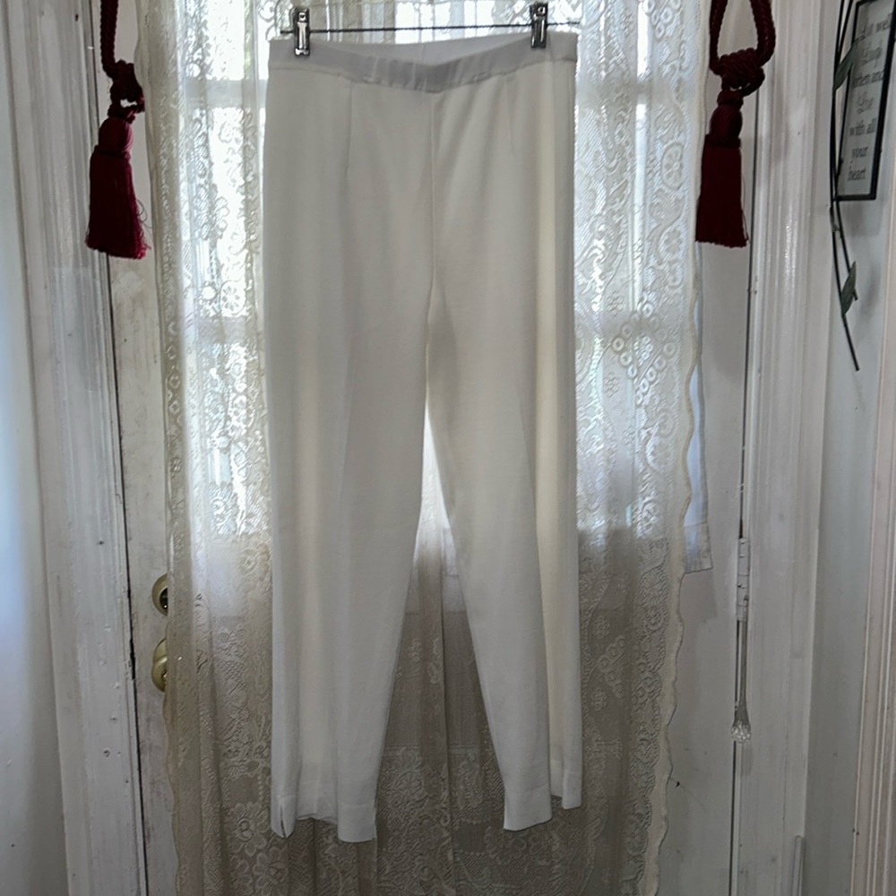 MING WANG/WHITE STRETCHY PANTS